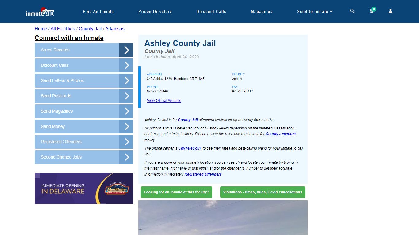 Ashley County Jail - Inmate Locator - Hamburg, AR