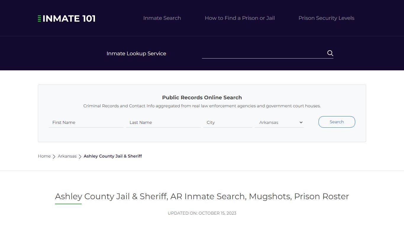 Ashley County Jail & Sheriff, AR Inmate Search, Mugshots, Prison Roster